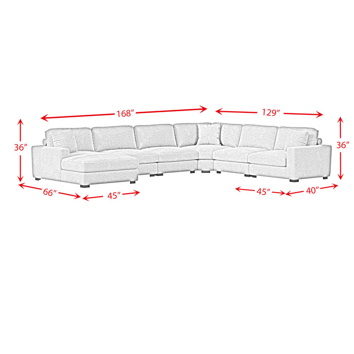 Arizona 7PC Sectional Set with LHF Chaise in Steno Black