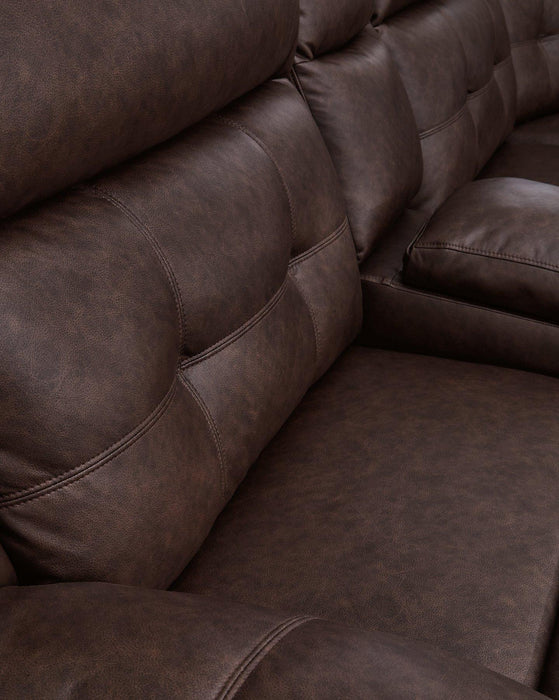 Punch Up Power Reclining Sectional Loveseat with Console - Faith Furniture (Manhattan, KS)