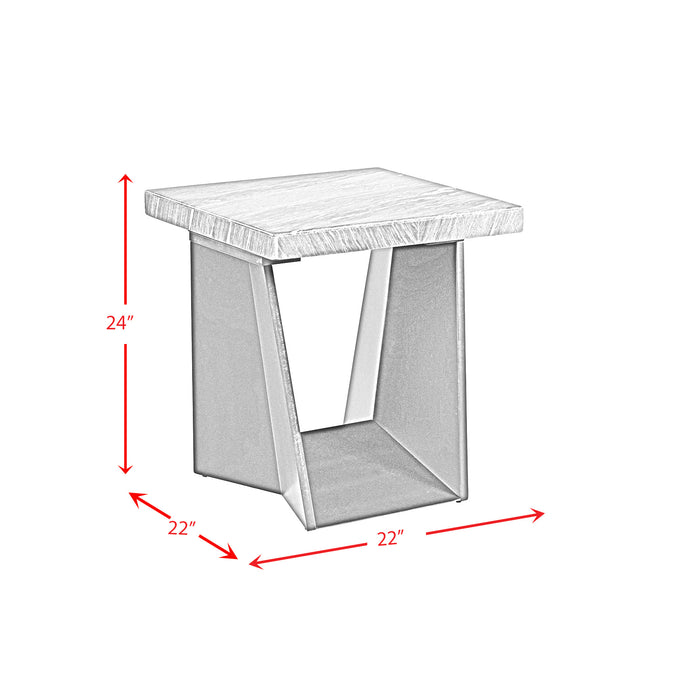 Beckley End Table Complete in White Marble Top - Faith Furniture (Manhattan, KS)