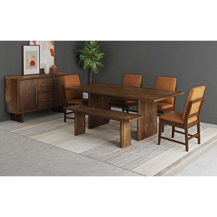 Brisbane Standard Height Dining Set in Brown-Table and Four Fabric Chairs - Faith Furniture (Manhattan, KS)