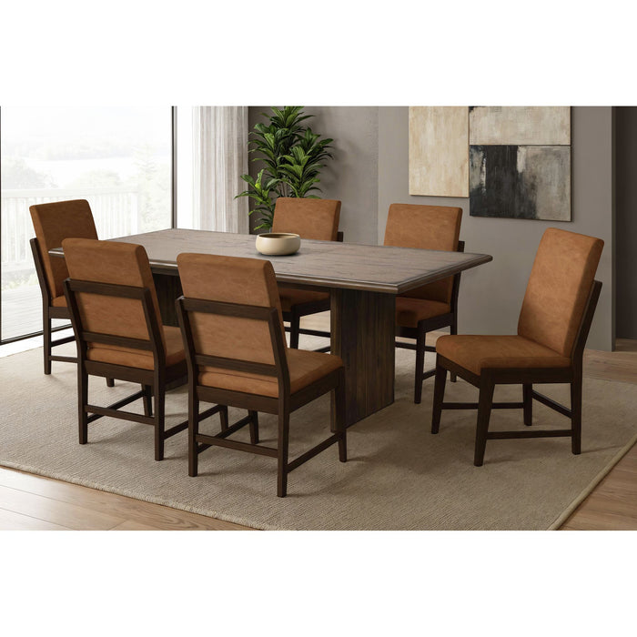Brisbane Standard Height Dining Set in Brown-Table and Four Fabric Chairs - Faith Furniture (Manhattan, KS)
