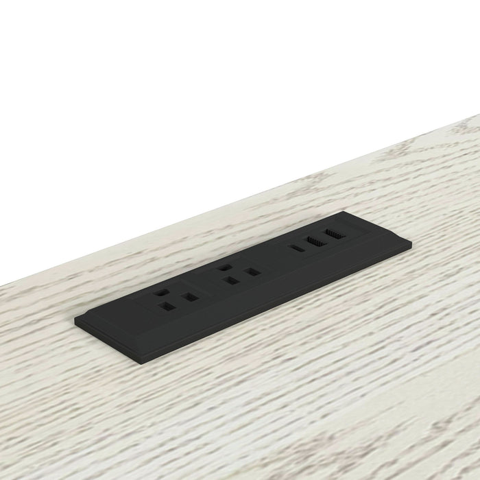 Cambrie Buffet with LED and Power in Off-White and Natural - Faith Furniture (Manhattan, KS)