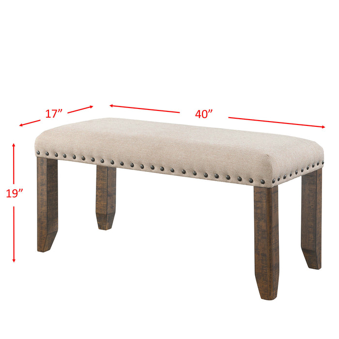 Jax 6pc Dining Set- Table 4 Upholstered Side Chairs & Bench