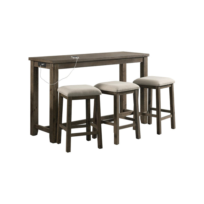 Stone Occasional Bar Table Single Pack Gray Finish (Table + Three Stools) - Faith Furniture (Manhattan, KS)