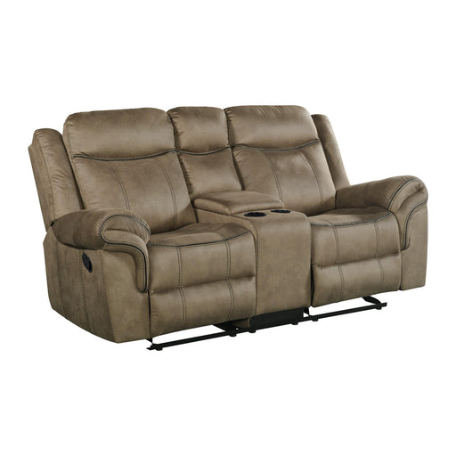 Sorrento Motion Loveseat with Console in T101 Brown - Faith Furniture (Manhattan, KS)