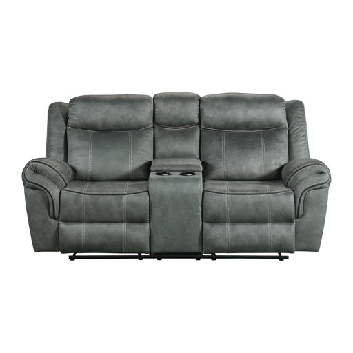 Sorrento Motion Loveseat with Console in FB367 Charcoal - Faith Furniture (Manhattan, KS)