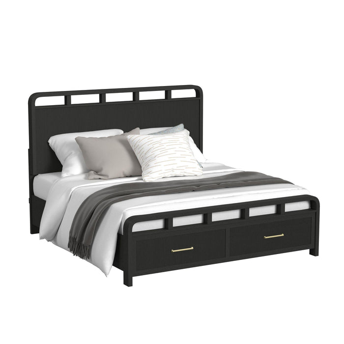 Ridgemont Storage Bedroom Set in Black with Grain