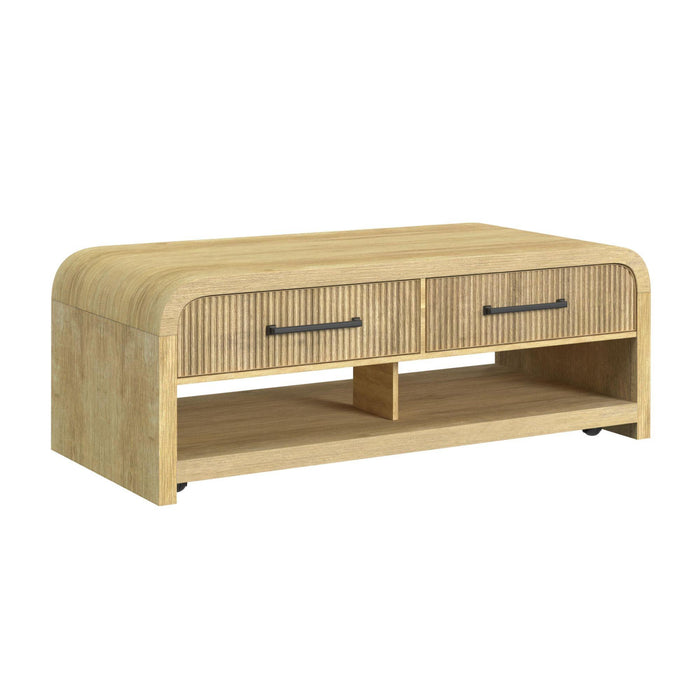 Ridgemont 3PC Occasional Table Set in Natural-Coffee Table & Two End Table