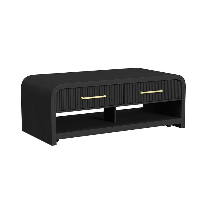 Ridgemont 3PC Occasional Table Set in Black with Grain-Coffee Table & Two End Table