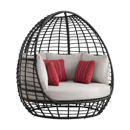 Playa Twin Egg Chair - Dark Grey and Olefin Beige with 3 Pillows - Faith Furniture (Manhattan, KS)