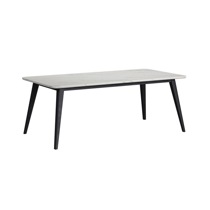 Marlene Dining Table with White Faux Marble Top in Black