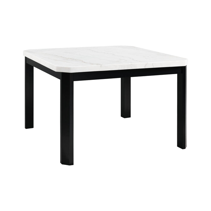 Francesca White Marble Square 5PC Counter Height Dining Set-Table & Four Grey Velvet Chairs