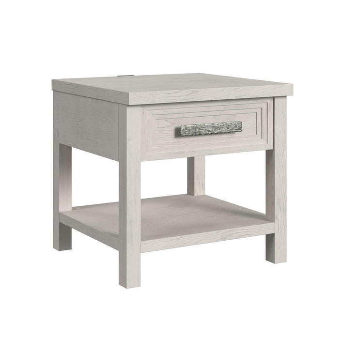 Avalanche End Table with USB in Antique White