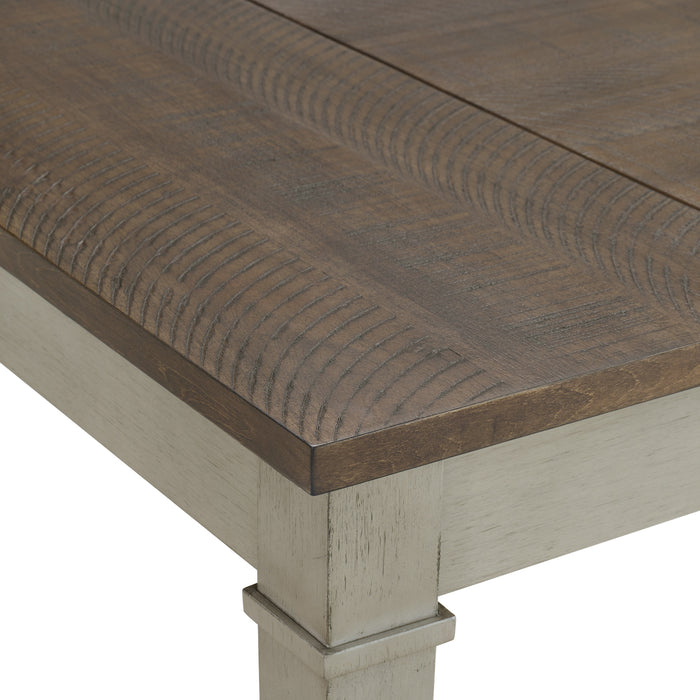 Farmington Storage Dining Bench in Medium Brown and Washed Stone