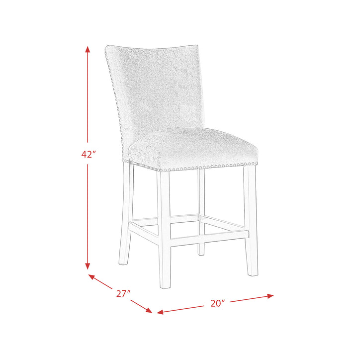 Valentino White 5PC Counter Height Dining Set - Table & Four Grey Chairs - Faith Furniture (Manhattan, KS)