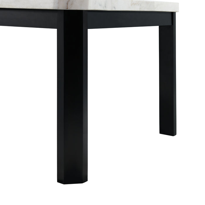 Francesca White Marble Square 5PC Counter Height Dining Set-Table & Four Blue Velvet Chairs