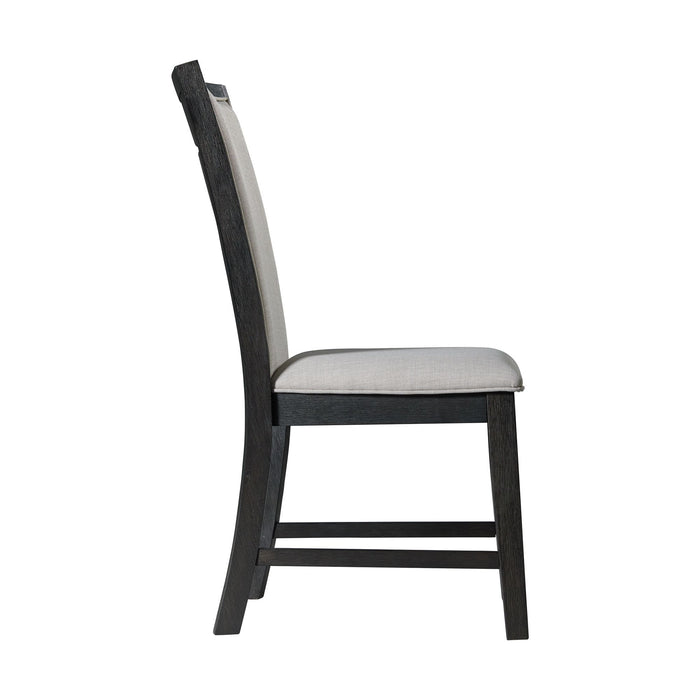 Grady 7PC Dining Set in Black-Table & Six Slat Back Chairs
