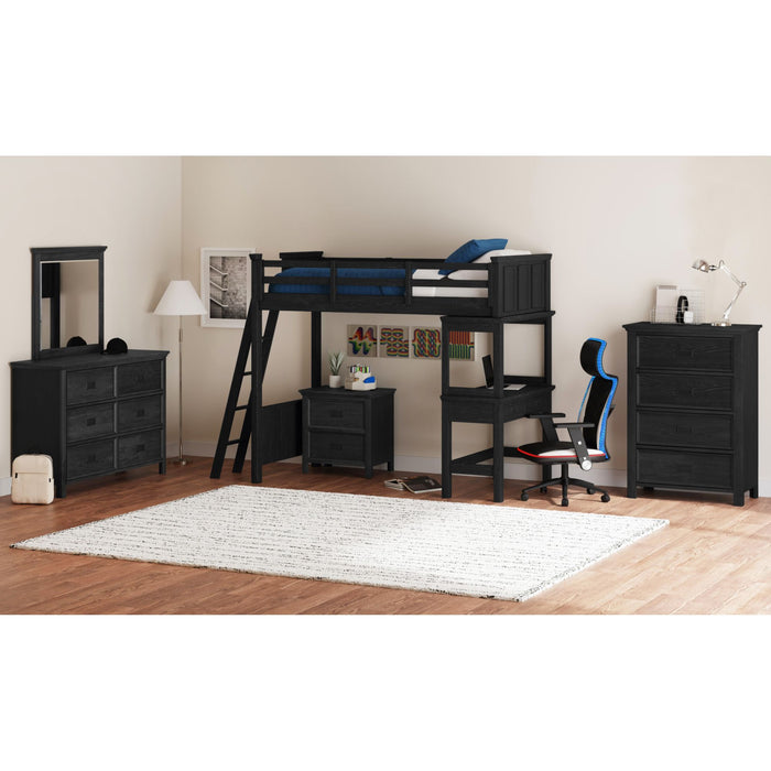 Hampton Kids Loft with Ladder and Desk with Speaker Bedroom Set - Faith Furniture (Manhattan, KS)