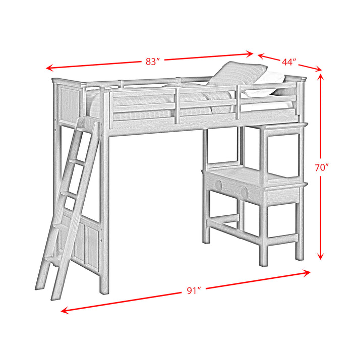 Hampton Kids Loft with Ladder and Desk with Speaker Bedroom Set - Faith Furniture (Manhattan, KS)