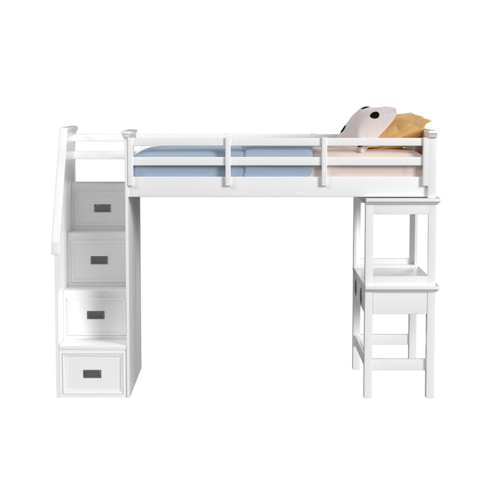 Hampton Kids Loft with Staircase and Desk with Speaker