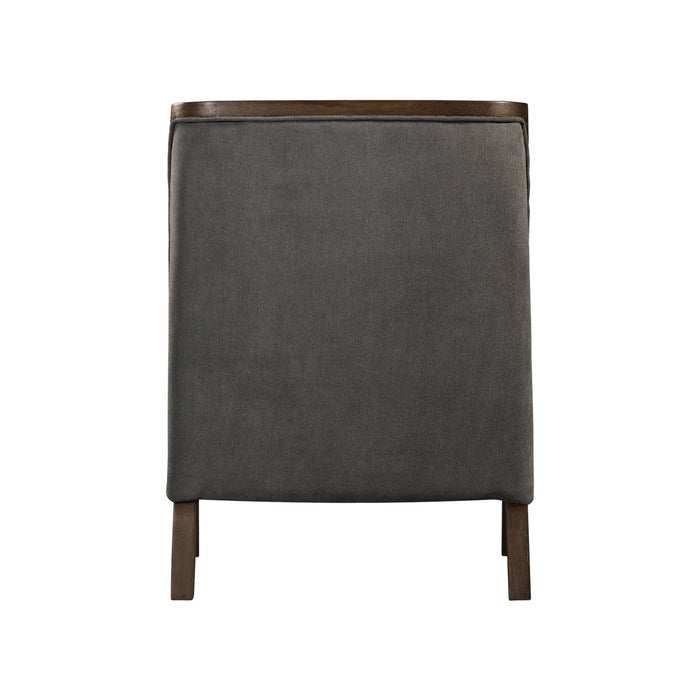 Hopkins Chair w/Brown Arm Columbia Charcoal (ISTA 3)