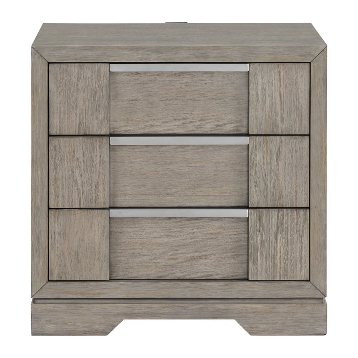 Kelis 3-Drawer Nightstand with USB in Grey