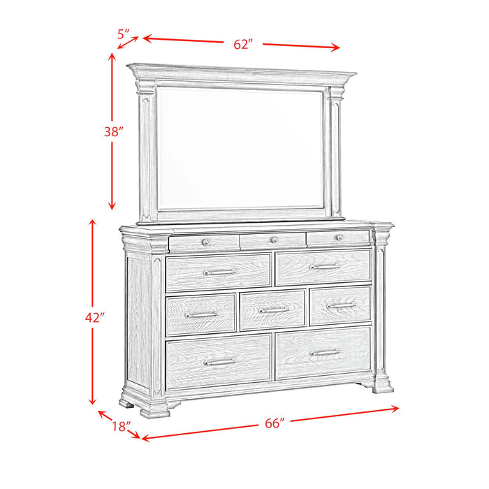 Kings Court Dresser & Mirror in Grey