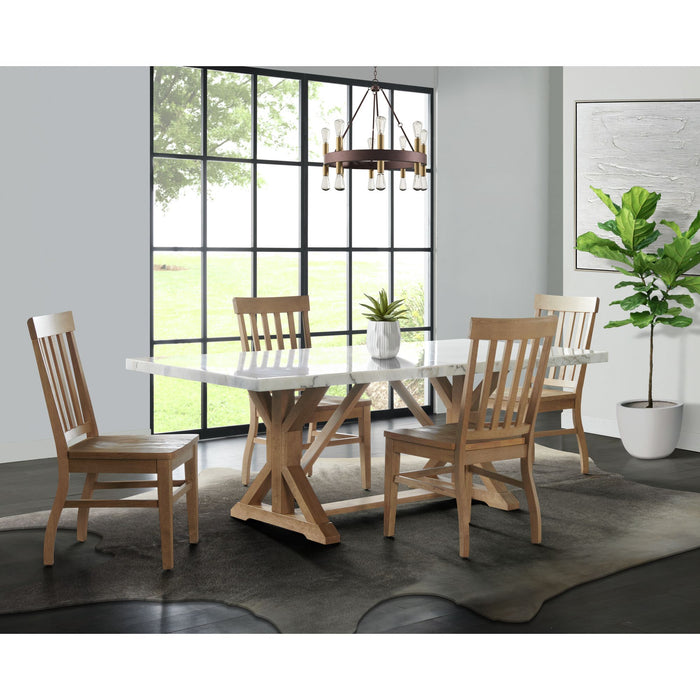 Lakeview Rectangular Standard Height Dining Table in White Marble