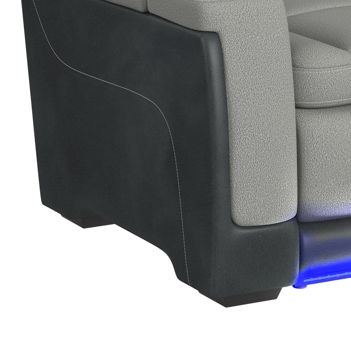 Lantana Power Motion Sofa with Power Headrest, Led, DDT, reading light and PWS in Rocky Cement/Charcoal