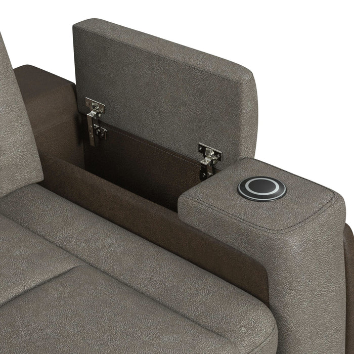 Lantana Power Motion Recliner with Power Headrest, Led ,wireless charger and cup holder in Rocky Grey/Brown