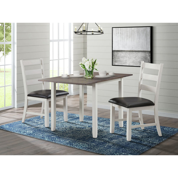 Martin 3 pc Drop Leaf Dining Set (Dark Brown Top - White Base) - Faith Furniture (Manhattan, KS)
