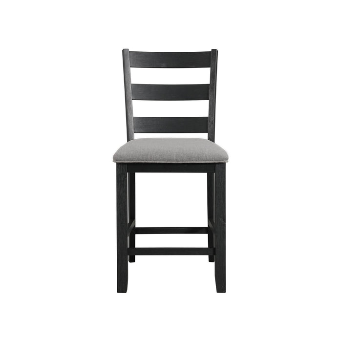 Martin Counter Side Chair with Grey Fabric - Black Finish (2 Per Carton)