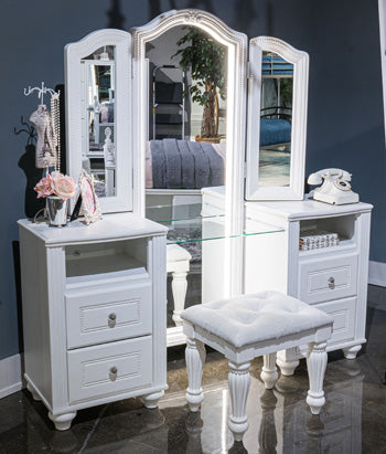 Kozlani Vanity with Mirror - Faith Furniture (Manhattan, KS)