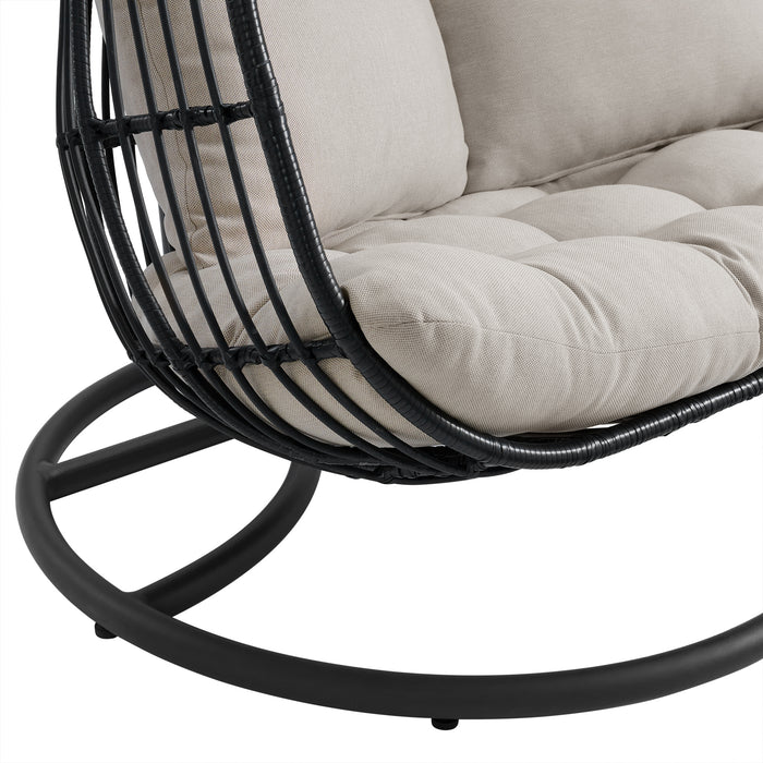 Playa Double Swing Egg Chair Complete - Dark Grey and Olefin Beige - Faith Furniture (Manhattan, KS)