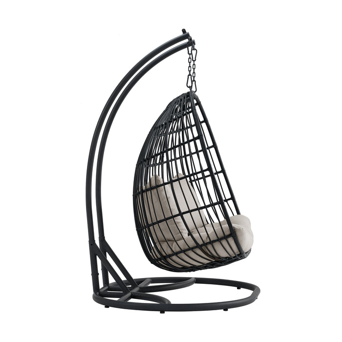 Playa Double Swing Egg Chair Complete - Dark Grey and Olefin Beige - Faith Furniture (Manhattan, KS)