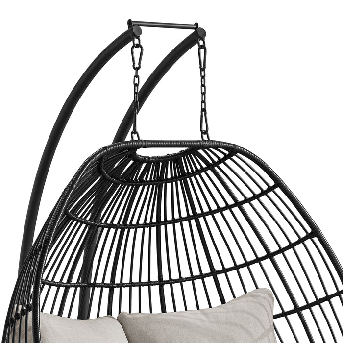 Playa Double Swing Egg Chair Complete - Dark Grey and Olefin Beige - Faith Furniture (Manhattan, KS)