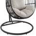 Playa Swing Egg Chair with Base and Pillar - Dark Grey and Olefin Beige - Faith Furniture (Manhattan, KS)
