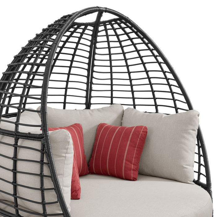 Playa Twin Egg Chair - Dark Grey and Olefin Beige with 3 Pillows - Faith Furniture (Manhattan, KS)