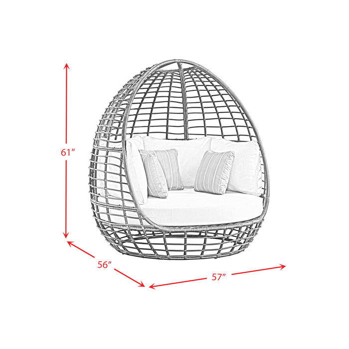 Playa Twin Egg Chair - Dark Grey and Olefin Beige with 3 Pillows - Faith Furniture (Manhattan, KS)