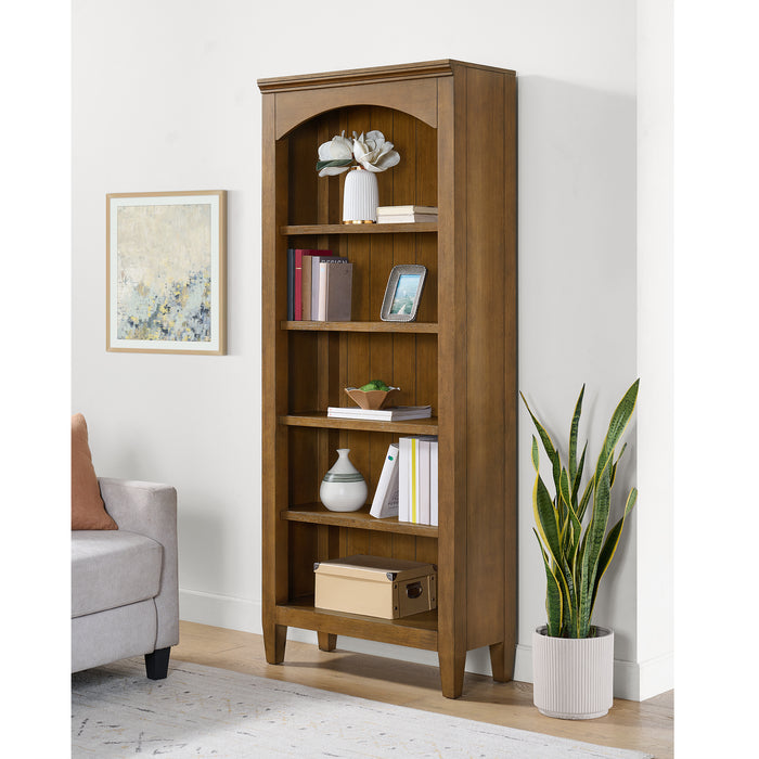 Portico Open Bookcase in Brown Oak - Faith Furniture (Manhattan, KS)