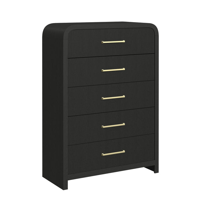 Ridgemont Storage Bedroom Set in Black with Grain