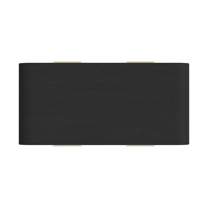 Ridgemont Coffee Table with Casters/Push Through Drawer in Black with Grain - Faith Furniture (Manhattan, KS)