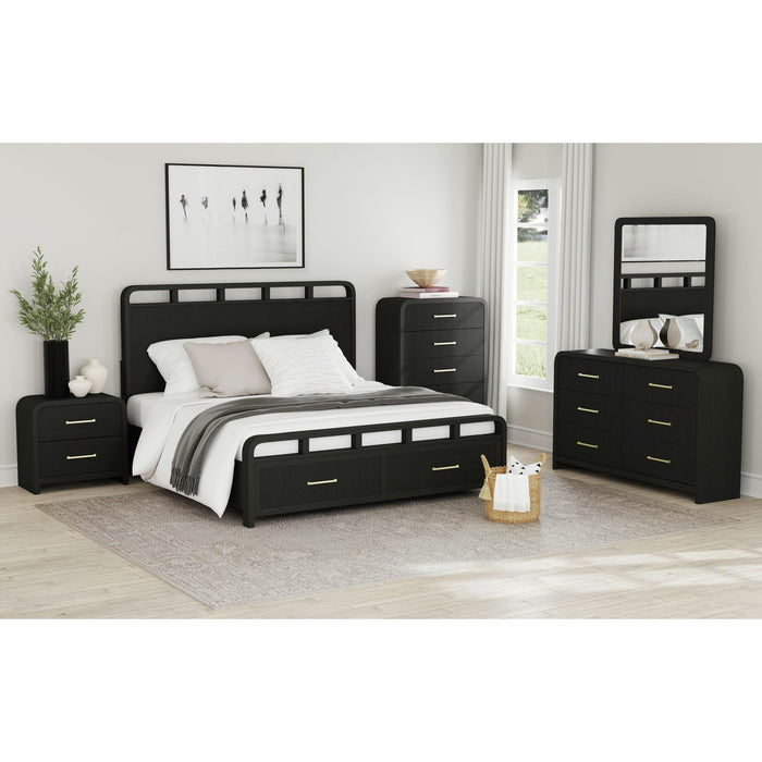 Ridgemont Storage Bedroom Set in Black with Grain