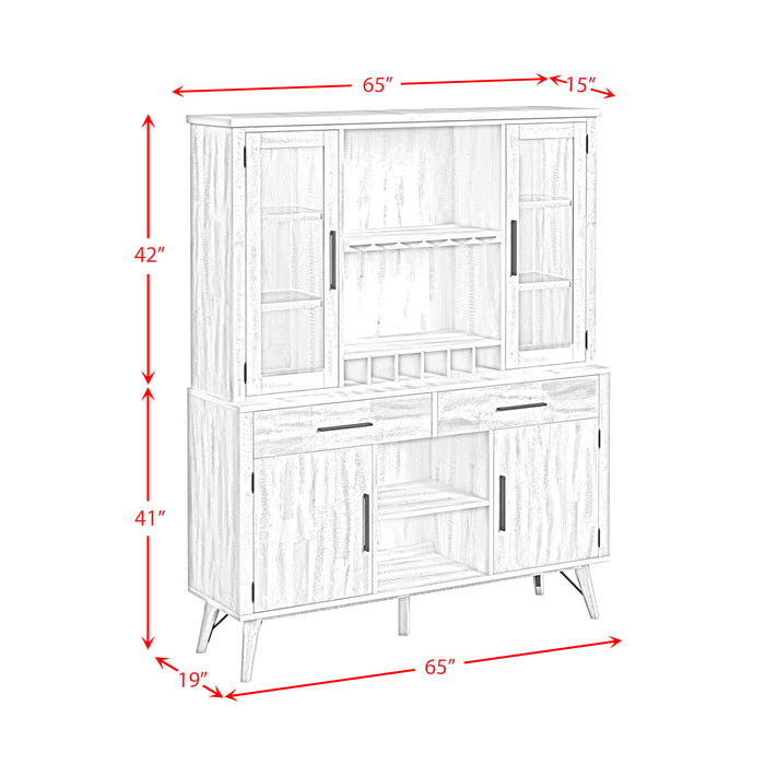 Rogen Rustic Buffet & Hutch with LED in Rustic White - Faith Furniture (Manhattan, KS)