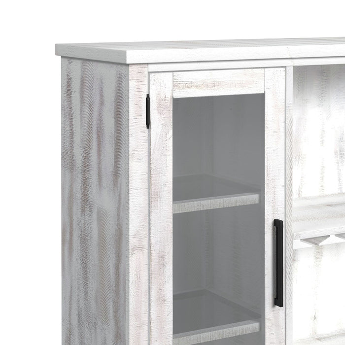 Rogen Rustic Buffet & Hutch with LED in Rustic White - Faith Furniture (Manhattan, KS)