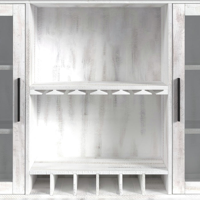 Rogen Rustic Buffet & Hutch with LED in Rustic White - Faith Furniture (Manhattan, KS)