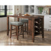 Santa Barbara Kitchen Island & 2 Counter Stools with Dark Grey Fabric in Walnut - Faith Furniture (Manhattan, KS)