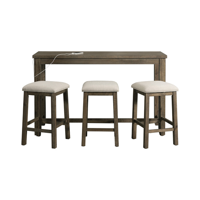 Stone Occasional Bar Table Single Pack Gray Finish (Table + Three Stools) - Faith Furniture (Manhattan, KS)