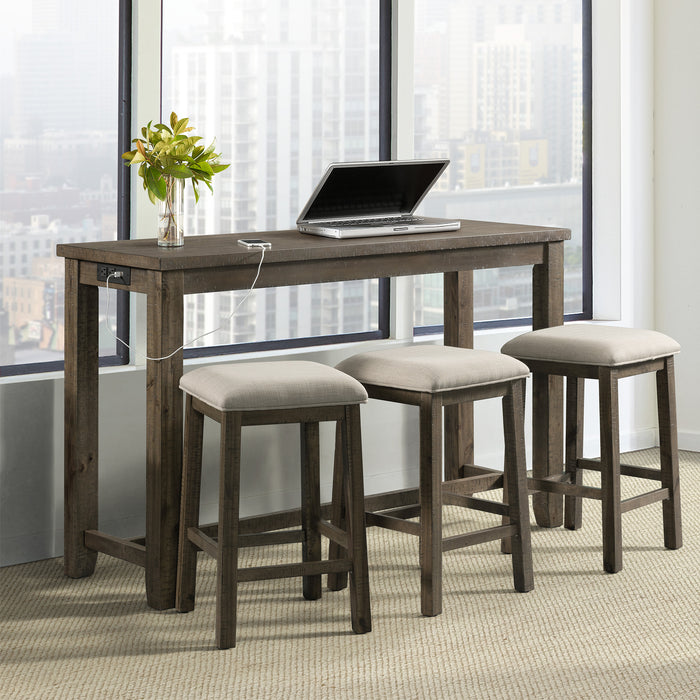 Stone Occasional Bar Table Single Pack Gray Finish (Table + Three Stools) - Faith Furniture (Manhattan, KS)