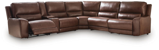 DeepWakes Reclining Sectional with Storage Console - Faith Furniture (Manhattan, KS)